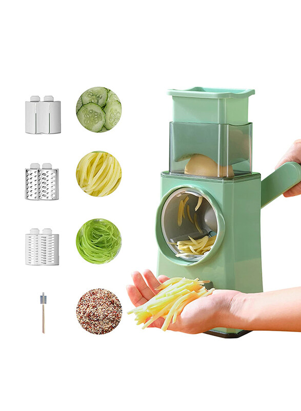 

Ahouger 4-in-1 Square Storm Vegetables Chopper Slicer Rotary Cheese Grater with Handle, Green