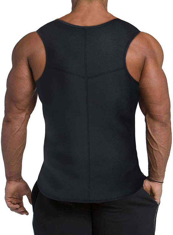 Raigoo Sauna Suit Tank Top Shirt Mpeter Men Waist Trainer, Slimming Body Shaper Sweat Vest for Weight Loss, Small, Black