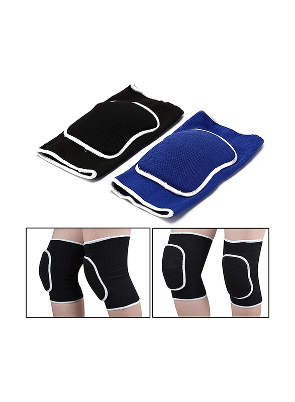 Lolfi Knee Pads Sport And Fitness Elbow & Knee Pads Knitted Thick Sponge Basketball Volleyball Crash Support Brace, Black