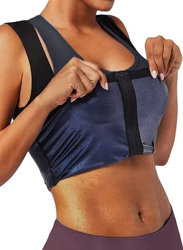 

Zenicham Sauna Suit Sweat Vest with Zipper for Women, Black, S/M