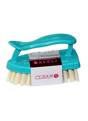 Cleano Easy to Clean Hard & Stiff Bristle Scrubbing Brush with Plastic Handle, Blue/White