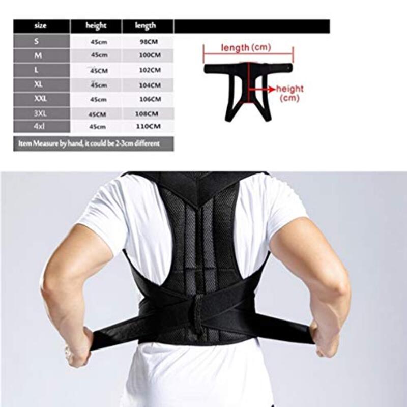 Whxml Posture Aligner Shoulder Support Adjustable Back Pain Corrector Brace Belt, XX Large, Black