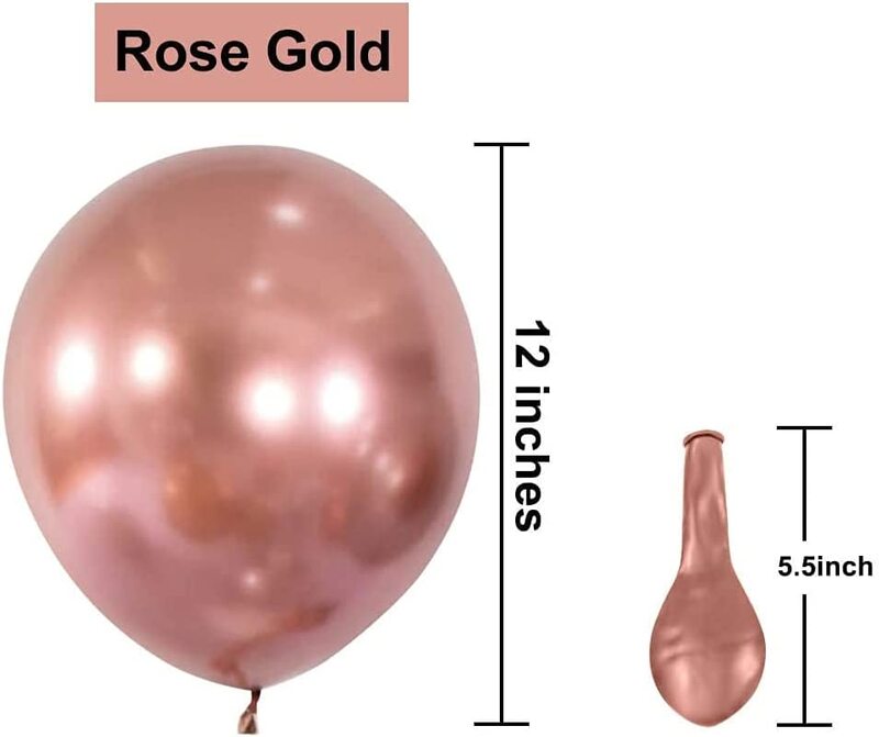 12 Inch Metalic Latex Balloon 40 Pieces Pack Red Balloons For Birthday Party Wedding Anniversary Decorations, Color Rose Gold, (1X100 IN CARTON)