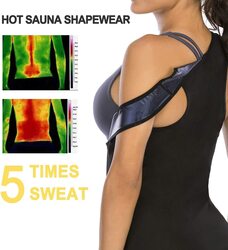 SAYFUT Sauna Sweat Vest for Women Waist Trainer Vest Sweat Tank Top Shaper for Women with Zipper, Large, Black
