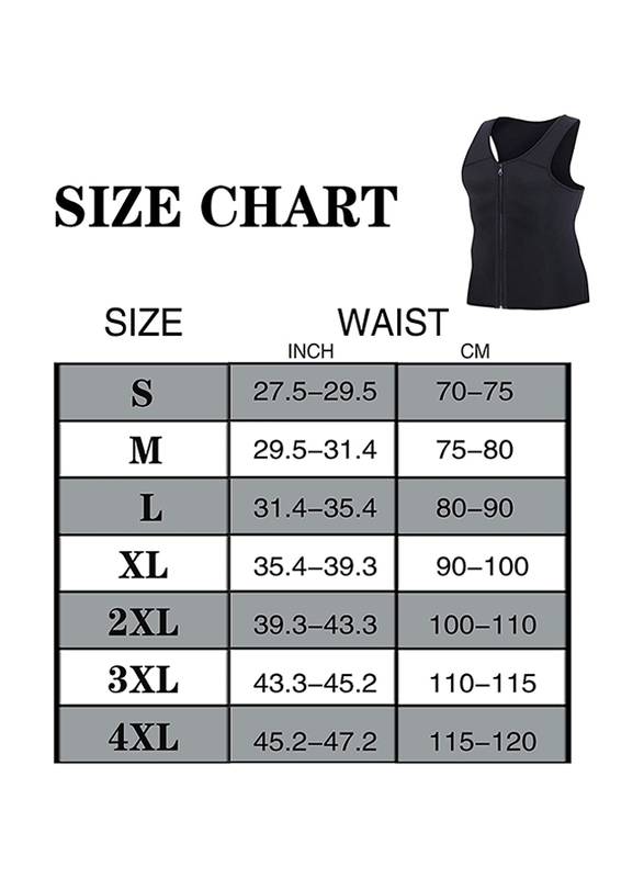 Sauna Suit Tank Top Shirt Mpeter Men Waist Trainer, Slimming Body Shaper Sweat Vest for Weight Loss, Large, Black