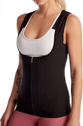 Bakerdani Women's Sauna Sweat Vest Waist Trainer Vest Sweat Tank Top Shaper for Women with Zipper, Large-X-Large, Black