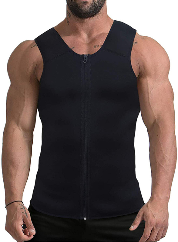 Raigoo Sauna Suit Tank Top Shirt Mpeter Men Waist Trainer, Slimming Body Shaper Sweat Vest for Weight Loss, XXXL, Black