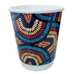 266ml 50-Piece Disposable Paper Cups With Lid, Multicolour