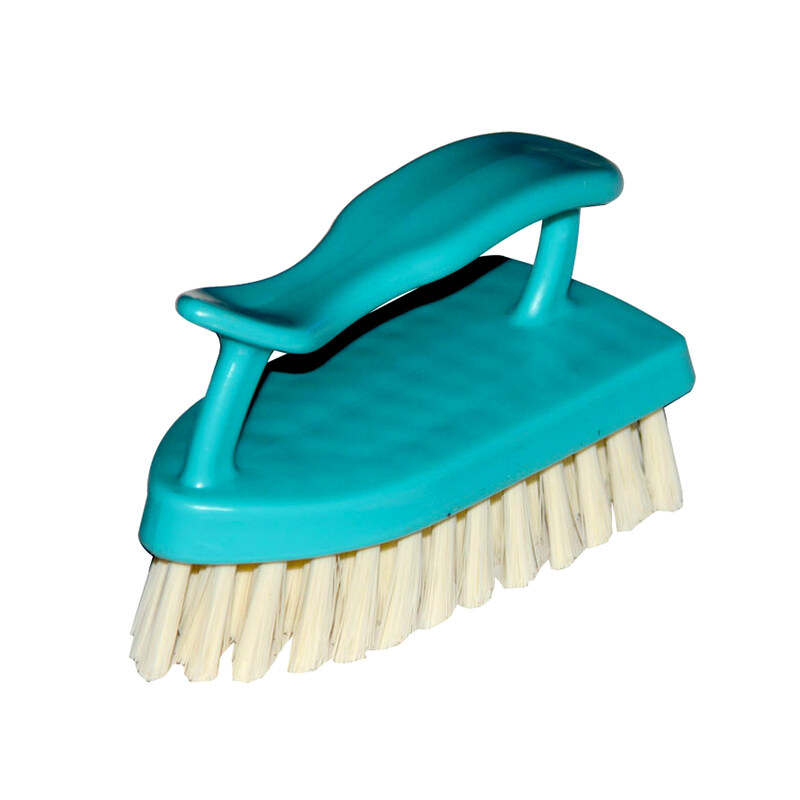 

Cleano Easy to Clean Hard & Stiff Bristle Scrubbing Brush with Plastic Handle, Blue/White