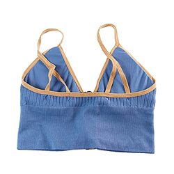 ZHCWT Front Zipper Crop Tube Tops Sports Bras for Women, Blue, One Size