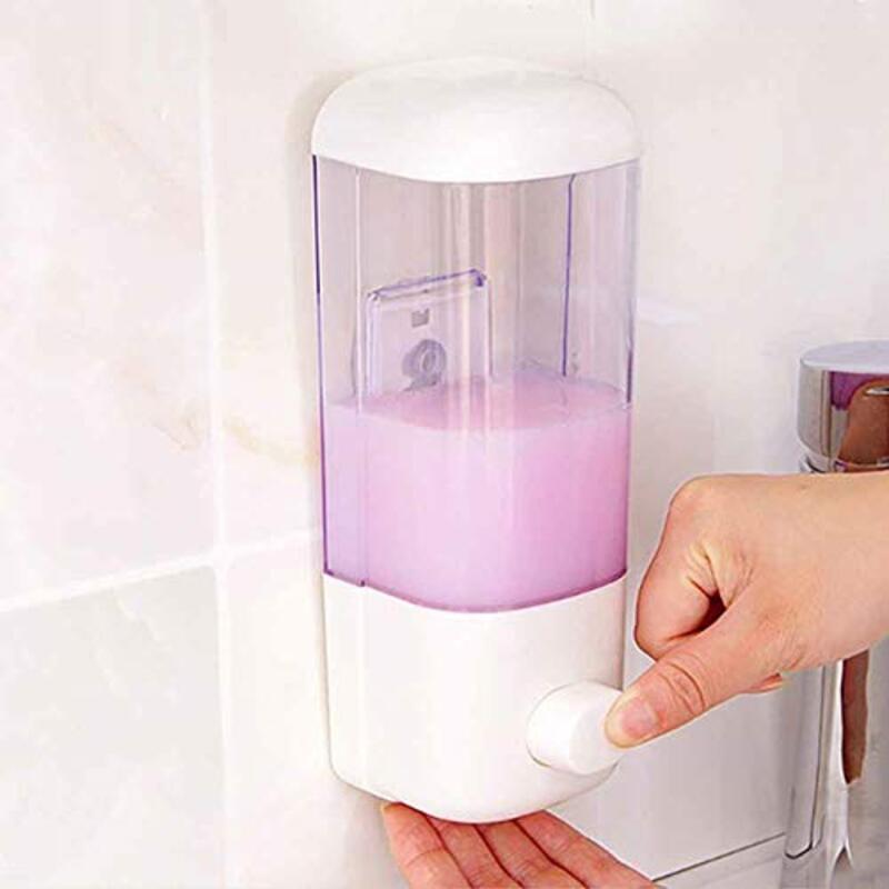 KBO White Wall Mounted Soap Dispenser, White/Clear