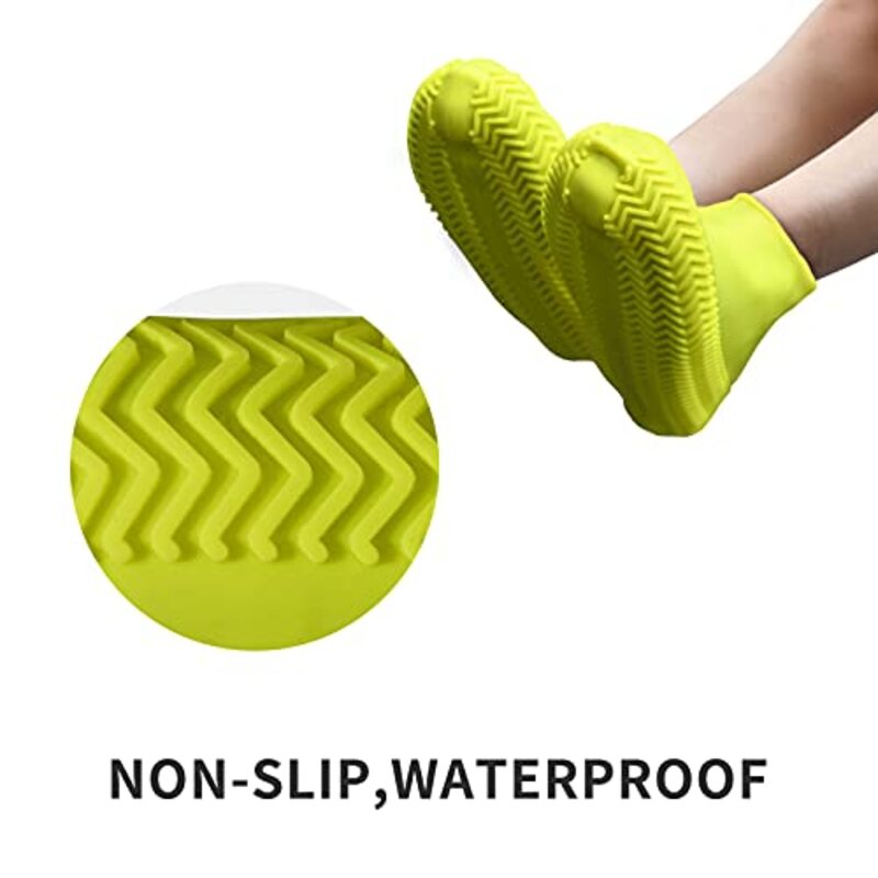 Luxaco Silicone Waterproof Non-slip Wear-resistant Shoe Covers, Small, Yellow