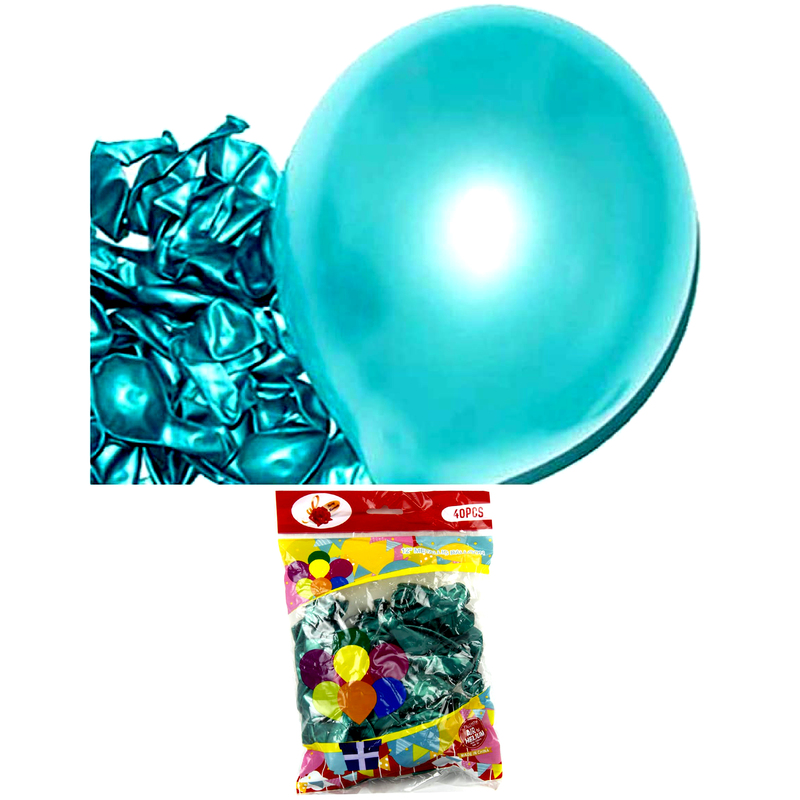 40 pcs 12 inch Metallic Balloons Tiffany Blue for Birthday Decoration, Decoration for Weddings, Engagement, Anniversary - Tiffany Blue (1x100 in carton)