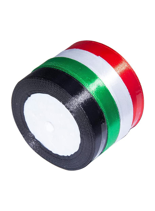 UAE Flag Solid Ribbon Roll Set, 4-Pieces, Multicolour