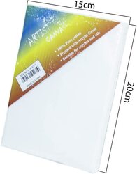 Blank Canvas White 100% Cotton Artist Canvas Boards for Painting & Wet Art Media, 15 x 20 cm, White