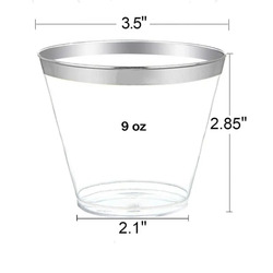 Rosymoment 9 oz 6 Piece Disposable Plastic Glass, Clear