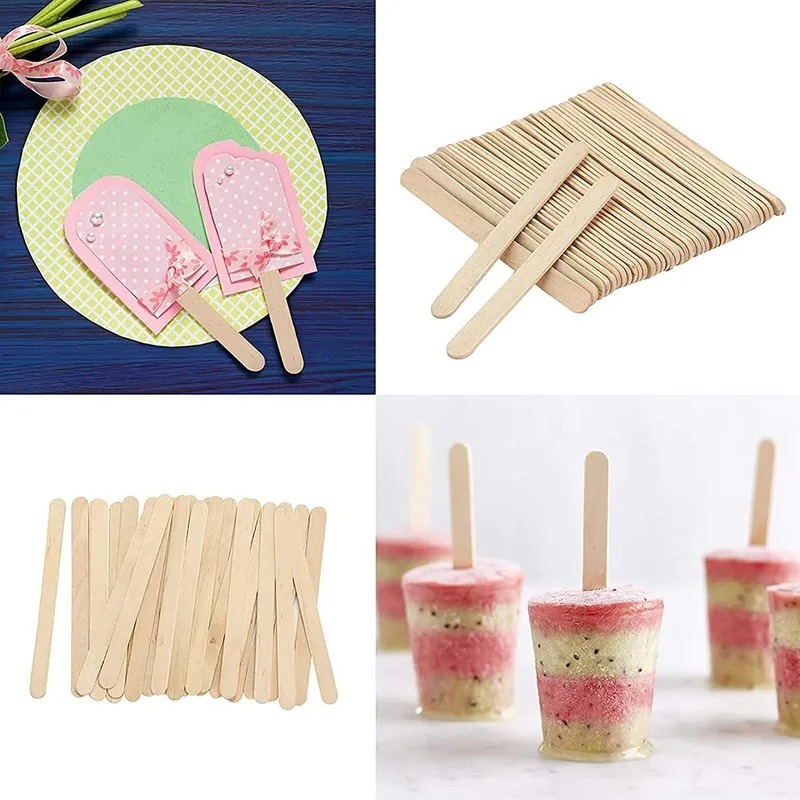 Rosymoment Craft Wood Ice Cream Sticks, 50 Pieces, Beige