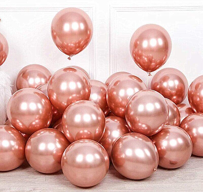 

generic 12 Inch Metalic Latex Balloon 40 Pieces Pack Red Balloons For Birthday Party Wedding Anniversary Decorations, Color Rose Gold, (1X100 IN CARTON)