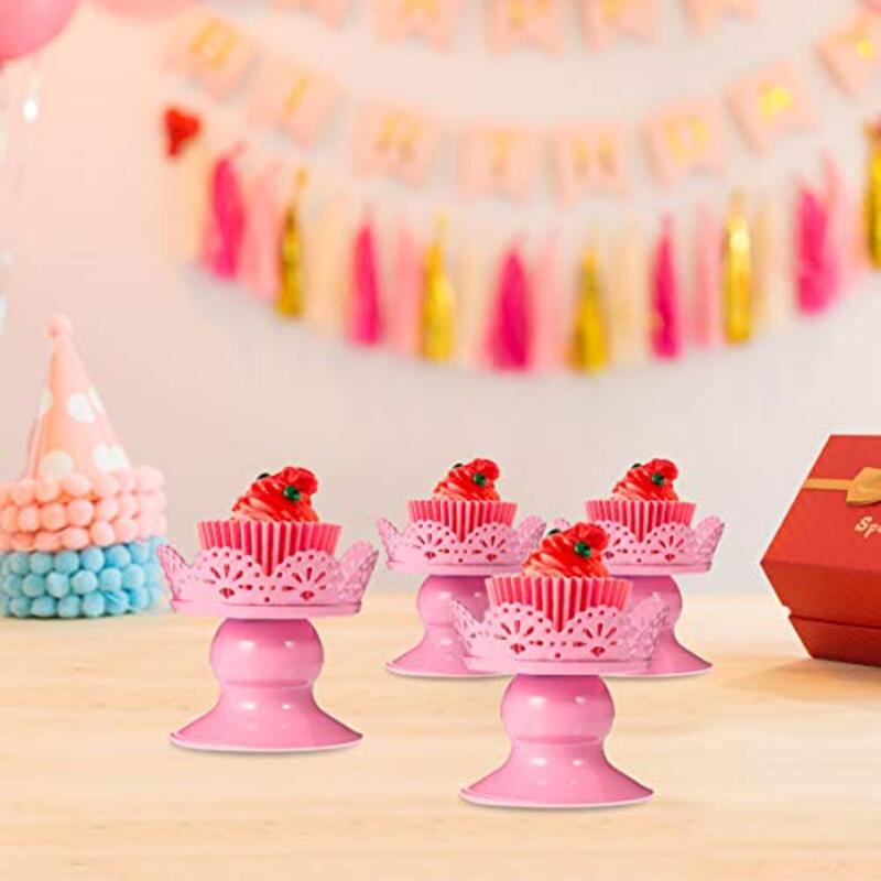 Nhina 2-Piece Single Cupcake Stand Holder Set, Pink