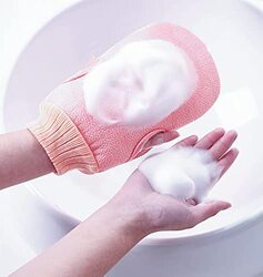 Delfino Exfoliating Gloves Scrub Mitt Double-sided Towel, Multicolour, 4 Pieces