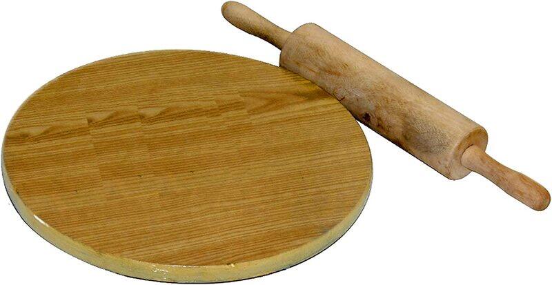 

generic Manual Wooden Roti, Chapati Flatbread Tortilla Presser Maker with Rolling Pin, Brown, 12 Inch