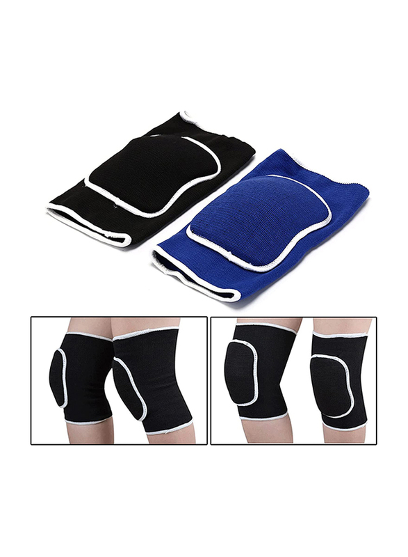 Lolfi Knee Pads Sport And Fitness Elbow & Knee Pads Knitted Thick Sponge Basketball Volleyball Crash Support Brace, Blue