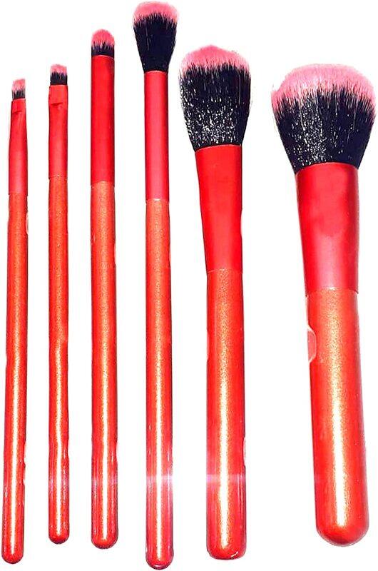 

Generic Professional Makeup Brush, 6 Pieces, Red/Black