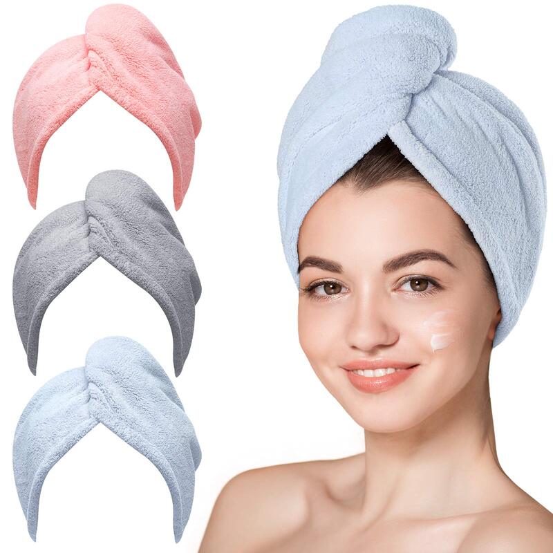 Microfiber Women Wet Hair Drying Hair Wrap Turban Towels for Curly