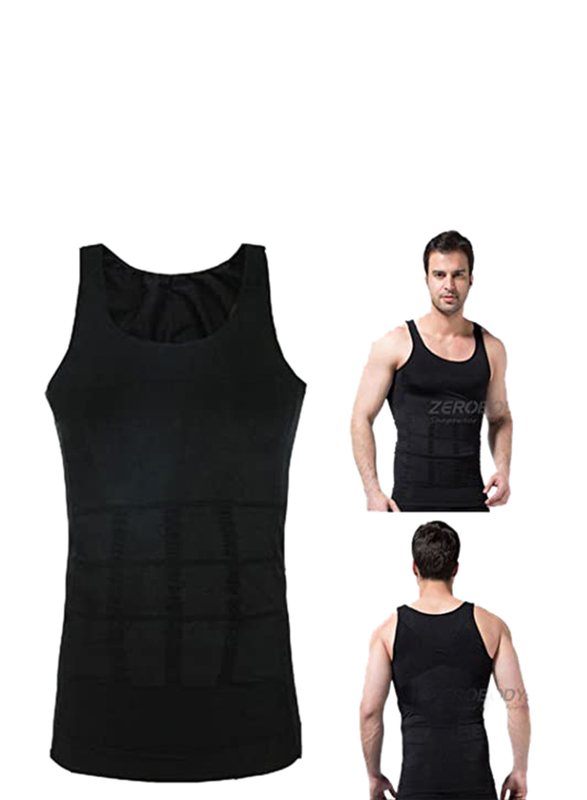 CompressionZoneVest Slimming Body Shapewear for Men, Black, M