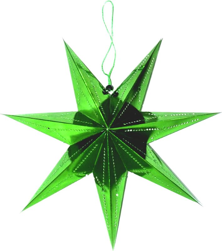 Paper Star Hanging Ornament 3D Star Pendant Console Decorative Props ( 60cm Green 1x3 )