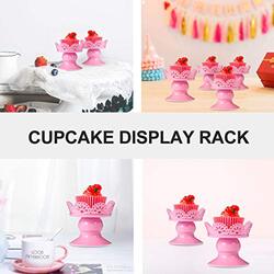 Nhina 2-Piece Single Cupcake Stand Holder Set, Pink