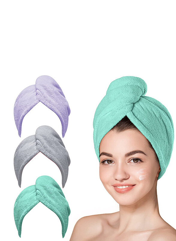 

Hicober Women Microfiber Wet Hair Drying Hair Turbans Towels for Curly Hair, Multicolour, 3-Pieces