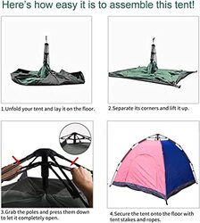 6 Person 220cm Pop Up Tent Easy Set Up Instant Portable Waterproof Windproof for Camping Hiking Automatic Tent, PT-9553, Multicolour