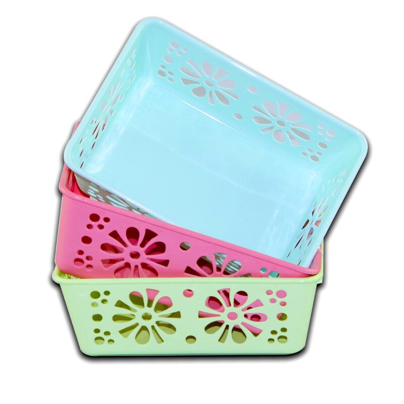 3-Piece Plastic Fruit Basket Set, Multicolour