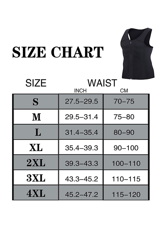 Sauna Suit Tank Top Shirt Mpeter Men Waist Trainer, Slimming Body Shaper Sweat Vest for Weight Loss, Small, Black