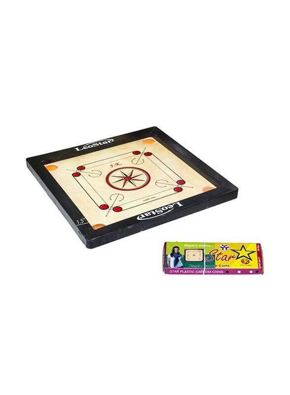 

Leostar Premium Quality Carom Board with Coins and Striker, 34 x 34-inch, Brown