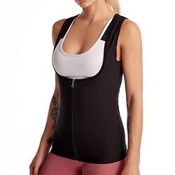 Bakerdani Sauna Waist Trainer Trimmer Vest for Women, White, S/M
