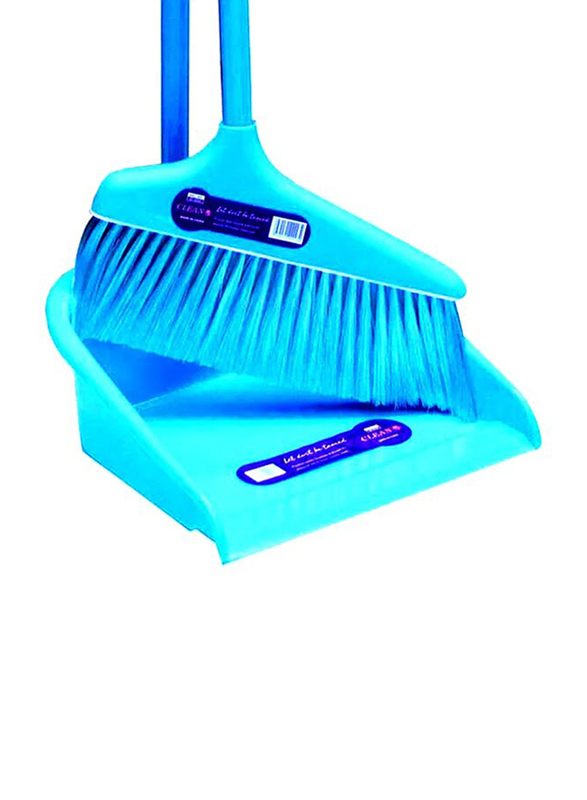 Cleano Dustpan & Broom Kit, Light Blue