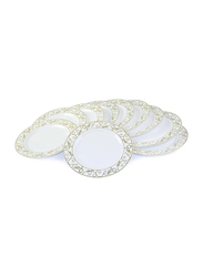 Rosymoment 10-Piece 10-inch Premium Quality Round Plastic Dinner Plate Set, White/Gold