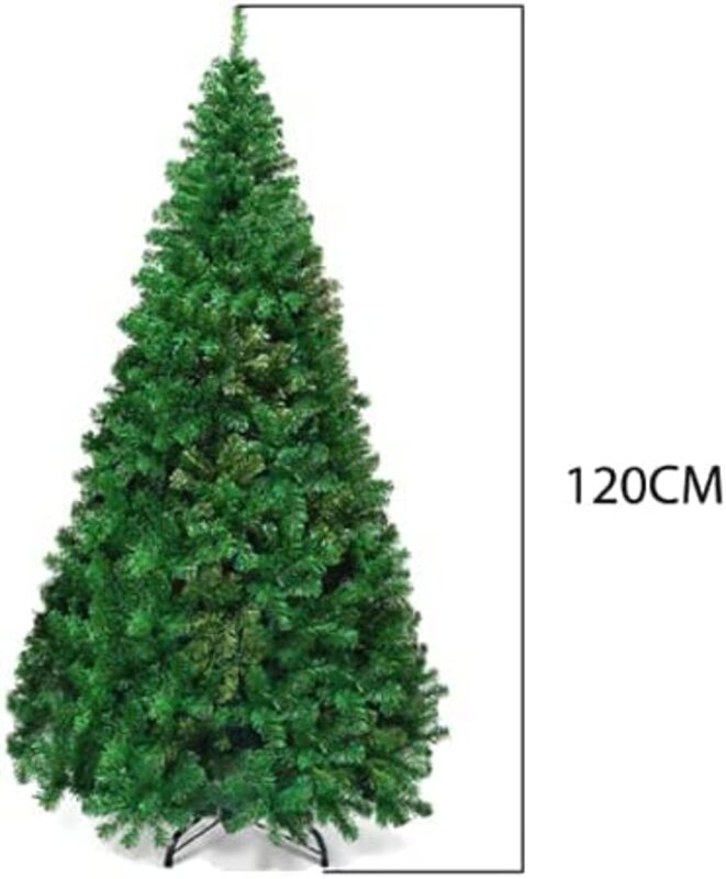 Christmas Tree 120CM 200T. Material PVC. Plastic Stand Premium Hinged Artificial Christmas Tree Xmas Tree with Solid Plastic Legs Easy Assembly Perfect for Holiday New Year