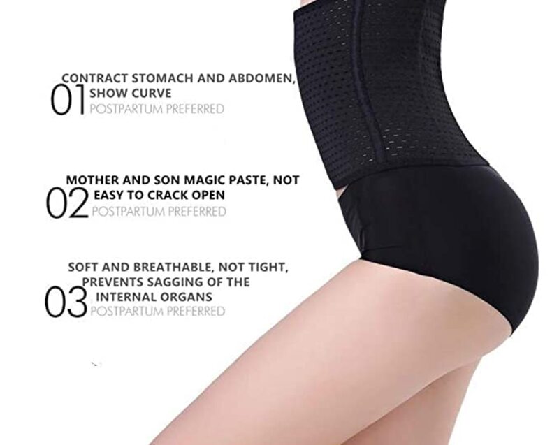Postpartum Girdle Corset/Waist Belly Band For Pregnancy Tight-Fitting Trainer Belt, Large, Black