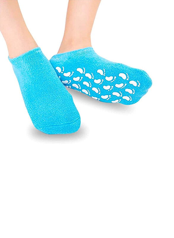 

We3 Spa Socks Soft Cotton With Thermoplastic Gel Repair and Heal Eczema Ed Dry Skin, 1 Pair, Blue