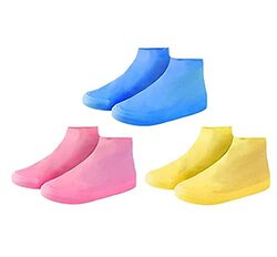 Nc 3 Pair Silicone Waterproof Rubber Shoes Protectors Cover, 3 Pair, Multicolour