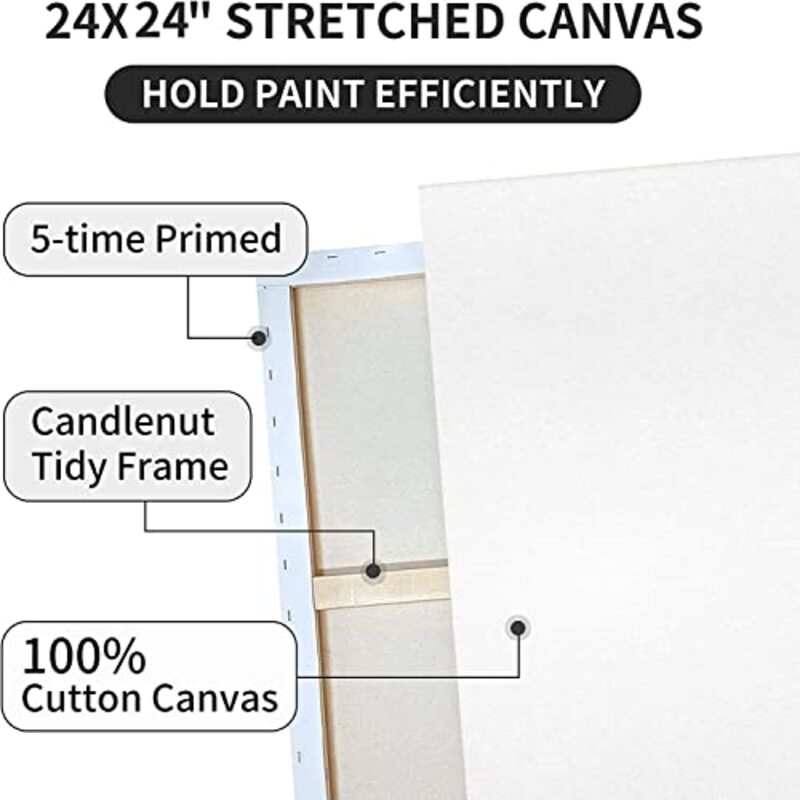 Blank Canvas White 100% Cotton Artist Canvas Boards for Painting & Wet Art Media, 15 x 20 cm, White