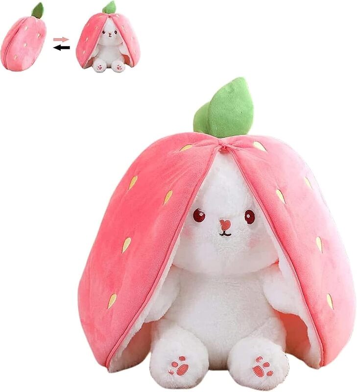 Rabbit Muppet Toys - Bunny Toy Carrot Plush with Zipper Easter Bunny Plush Cute Strawberry Rabbit  Easter Reversible Strawberry Bunny Plush Doll Gift Cute Bunny Stuffed Animal Color : Strawberry