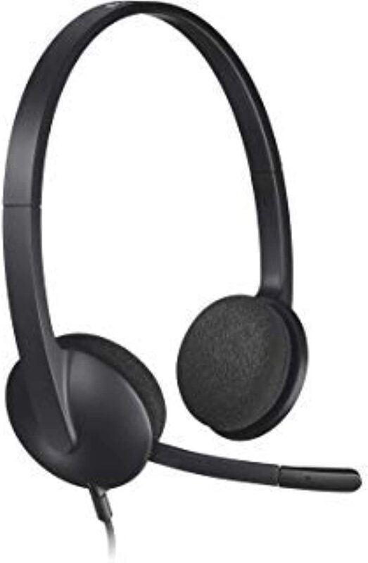 Logitech H110 Wired On-Ear Stereo Headphone with Microphone, Black