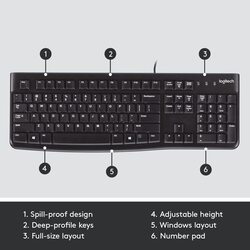 Logitech K120 Wired English Keyboard, US International Layout, Black