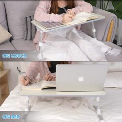 Foldable Laptop Table Height Adjustable Desk with Cooling Fan Tray Legs Bed Working Reading and Writing Eating, Multicolour
