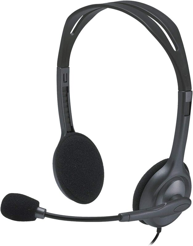 Logitech H111 Wired On-Ear Stereo Headphones with Noise Cancelling Microphone, Black