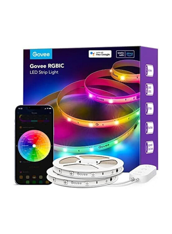 

Govee RGBIC Basic Wi-Fi + Bluetooth LED Strip Lights, 10 Meters, Multicolour